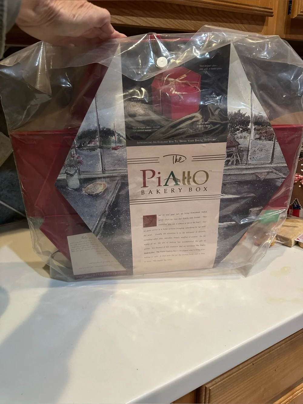 THE PIATTO BAKERY BOX RED CAKE CUPCAKE CARRIER TRANSPORT STORAGE CONTAINER 11”